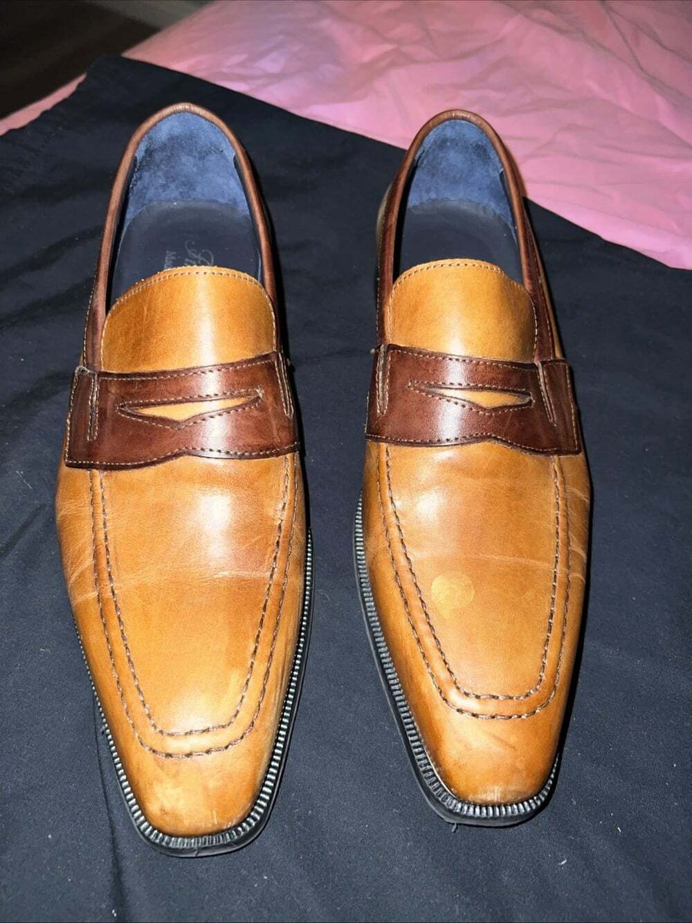 Firmani Vero Cuoio Size 42/9 Light Brown Mens Leather Made In Italy Loafers